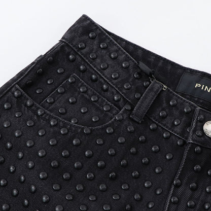 PINKO デニムパンツ ブラックデニム スタッズ 1J10Q5-Y78X
