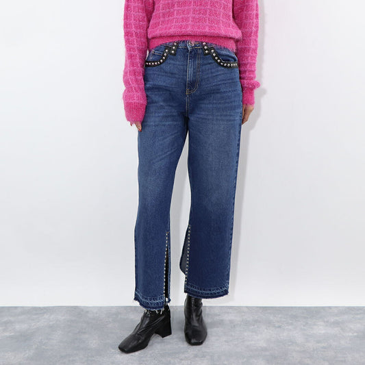 PINKO デニムパンツ ブルー スタッズ 切りっぱなし 1J10SH-Y653