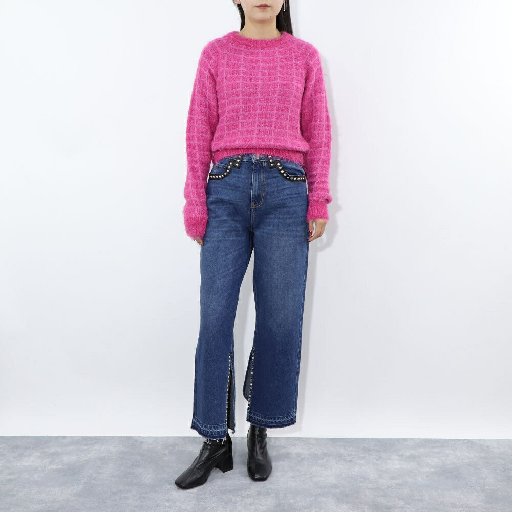 PINKO デニムパンツ ブルー スタッズ 切りっぱなし 1J10SH-Y653