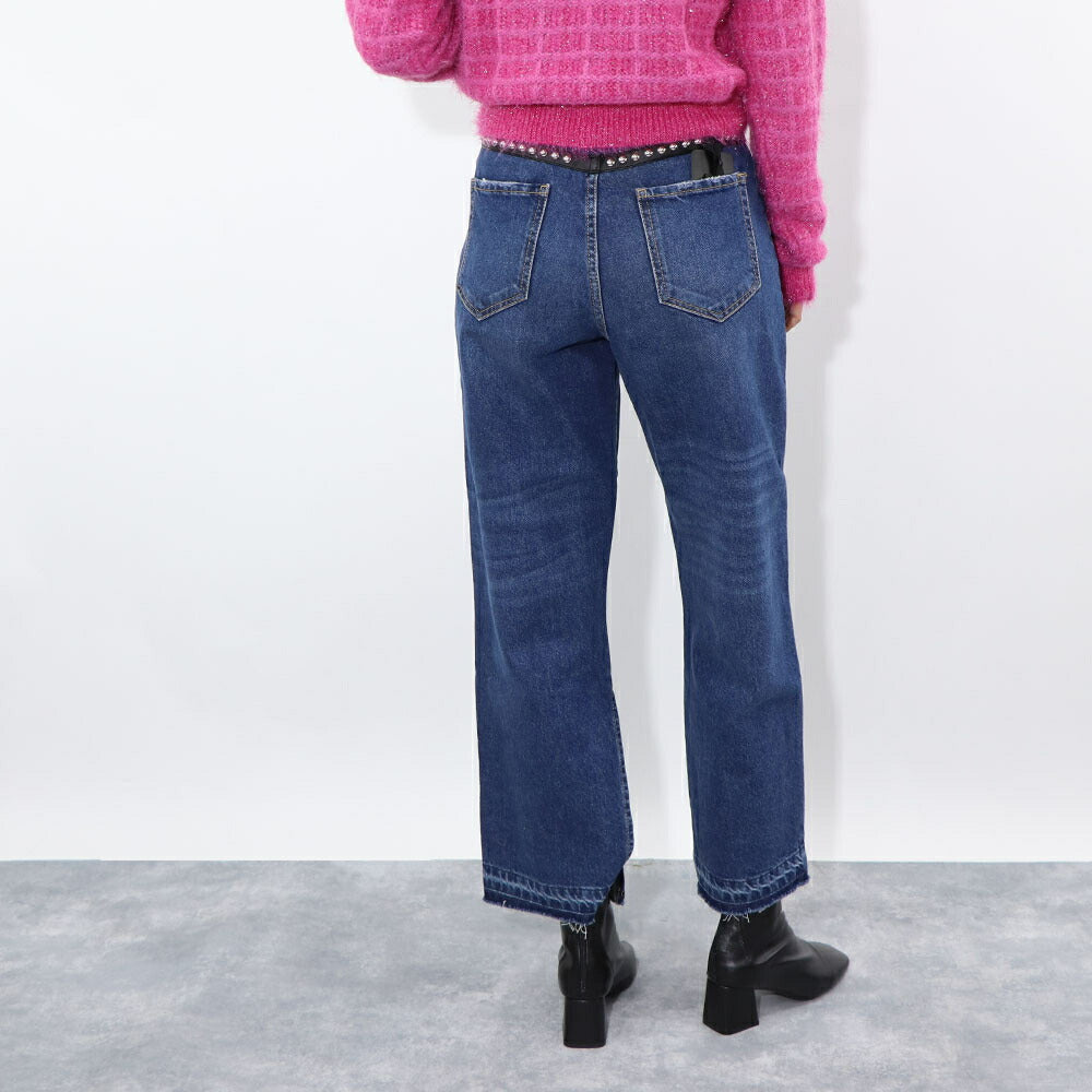 PINKO デニムパンツ ブルー スタッズ 切りっぱなし 1J10SH-Y653