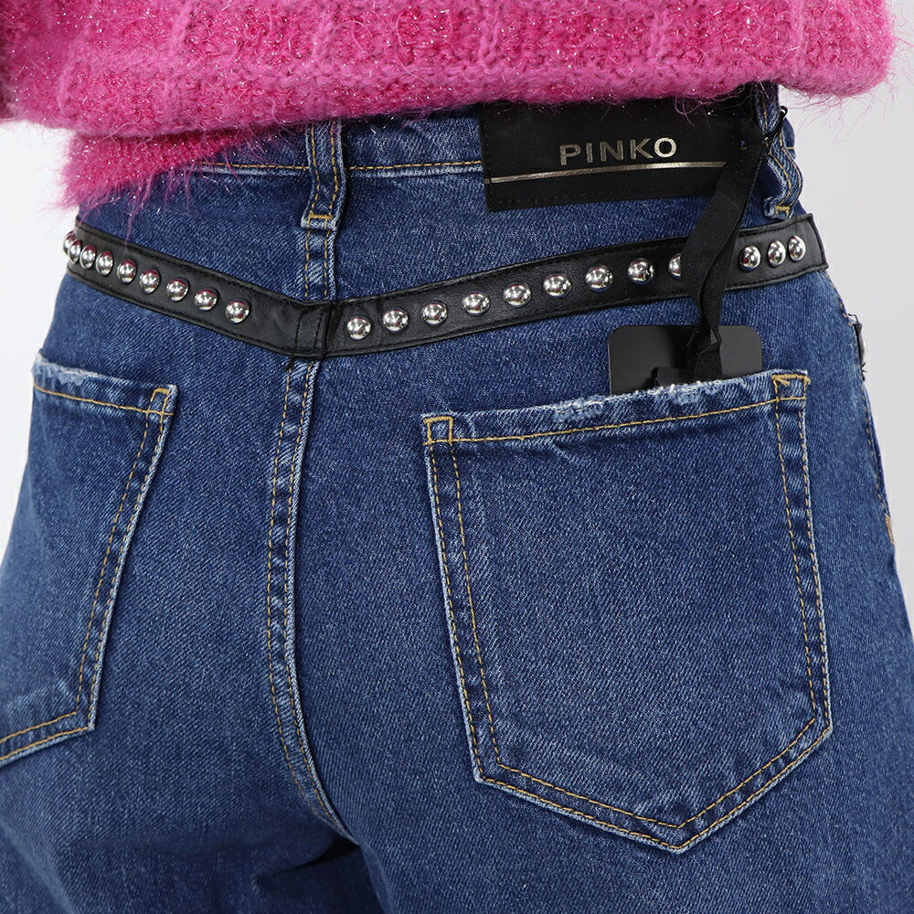 PINKO デニムパンツ ブルー スタッズ 切りっぱなし 1J10SH-Y653