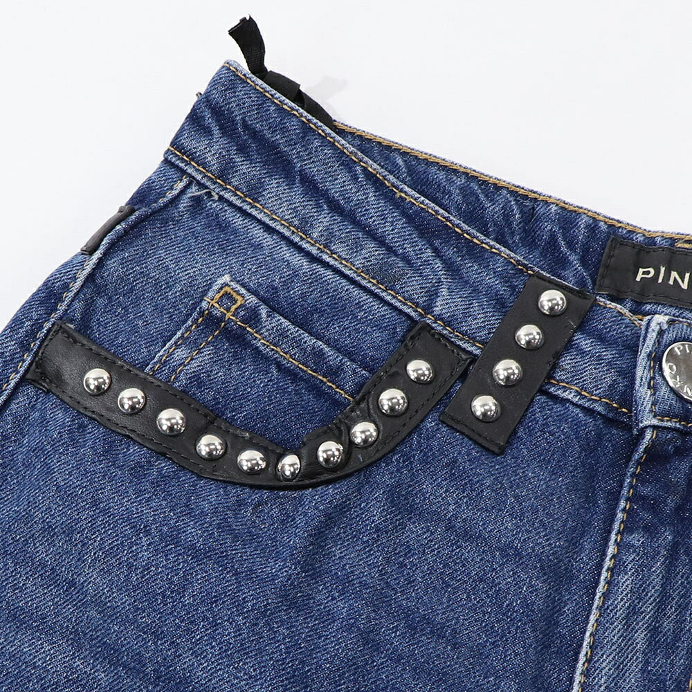 PINKO デニムパンツ ブルー スタッズ 切りっぱなし 1J10SH-Y653