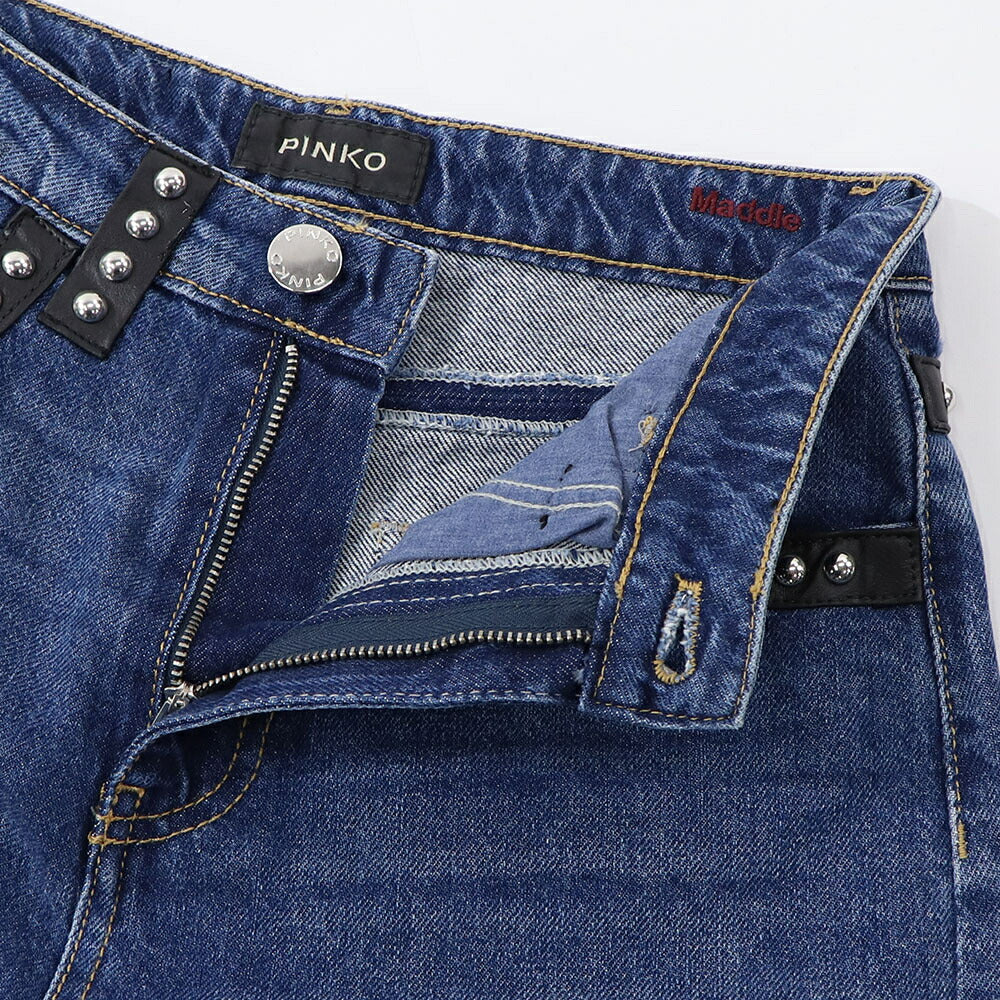PINKO デニムパンツ ブルー スタッズ 切りっぱなし 1J10SH-Y653