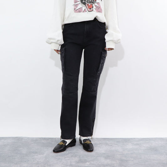 PINKO デニムパンツ グレー ストレート カーゴデニム 1J110S-A0AE