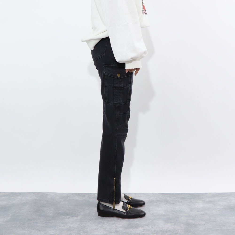 PINKO デニムパンツ グレー ストレート カーゴデニム 1J110S-A0AE