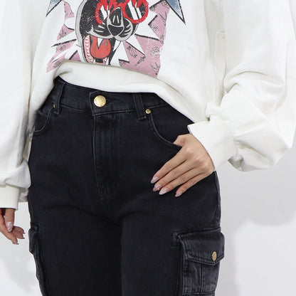 PINKO デニムパンツ グレー ストレート カーゴデニム 1J110S-A0AE