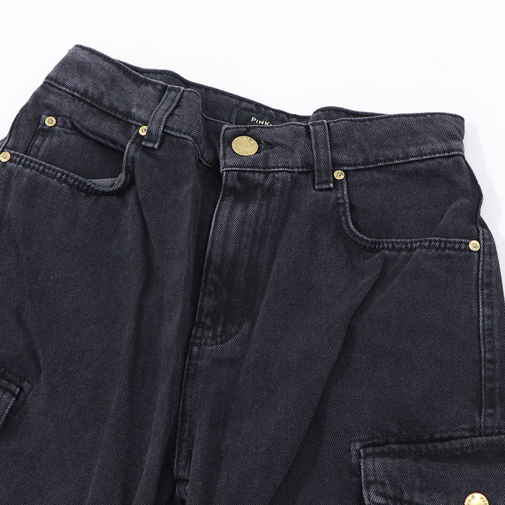 PINKO デニムパンツ グレー ストレート カーゴデニム 1J110S-A0AE