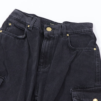 PINKO デニムパンツ グレー ストレート カーゴデニム 1J110S-A0AE