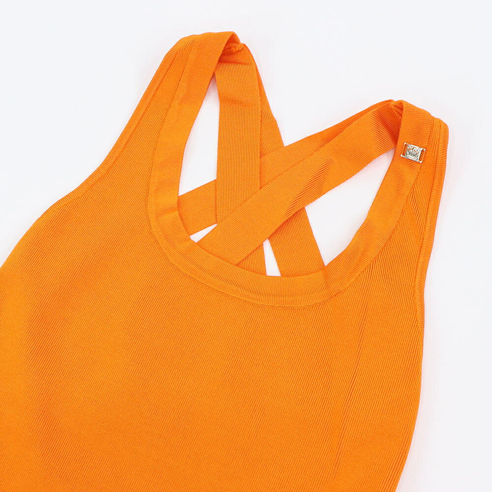 PINKO ワンピース オレンジ ブラック ミニワンピース バックデザイン 100514-A0LV