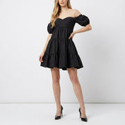 PINKO ピンコ レディース ワンピース ブラック コットン オフショルダー 1B14FF-7977
