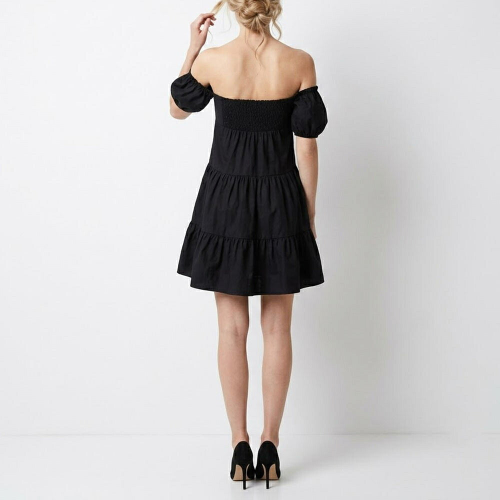 PINKO ピンコ レディース ワンピース ブラック コットン オフショルダー 1B14FF-7977