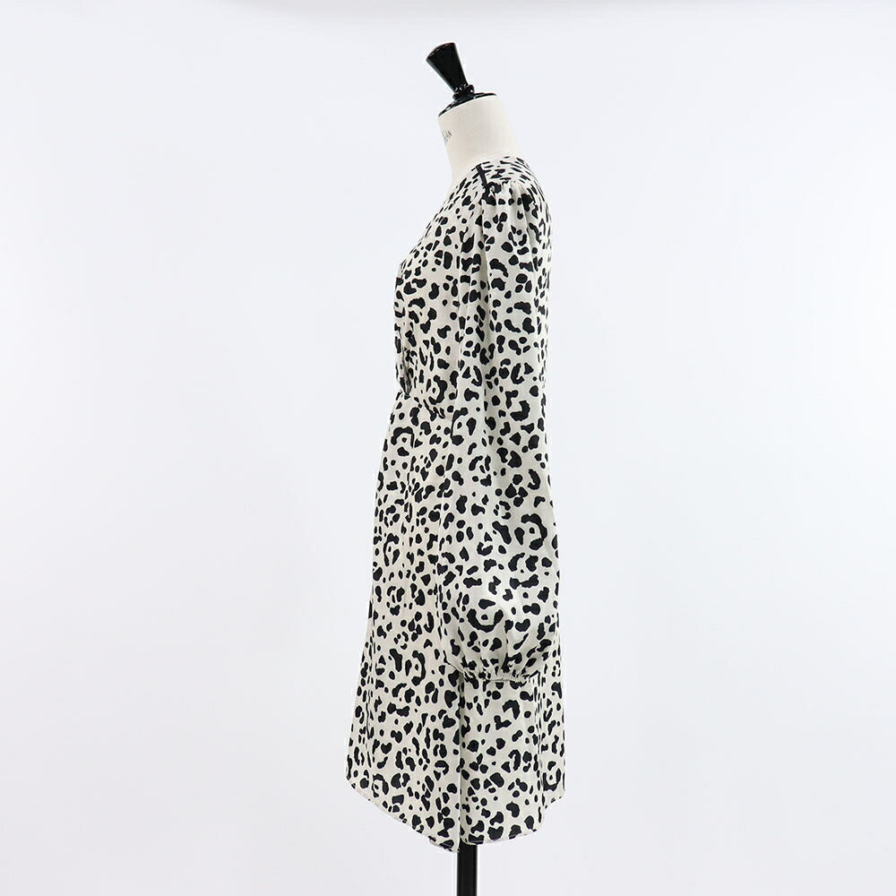 ピンコ PINKO ワンピース ホワイト レオパード柄 ヒョウ柄 ミニワンピース 1G14R1-7949