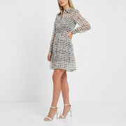 ピンコ PINKO ワンピース ホワイト×ブラック シャツワンピース シースルー 1G152P-Y6B3
