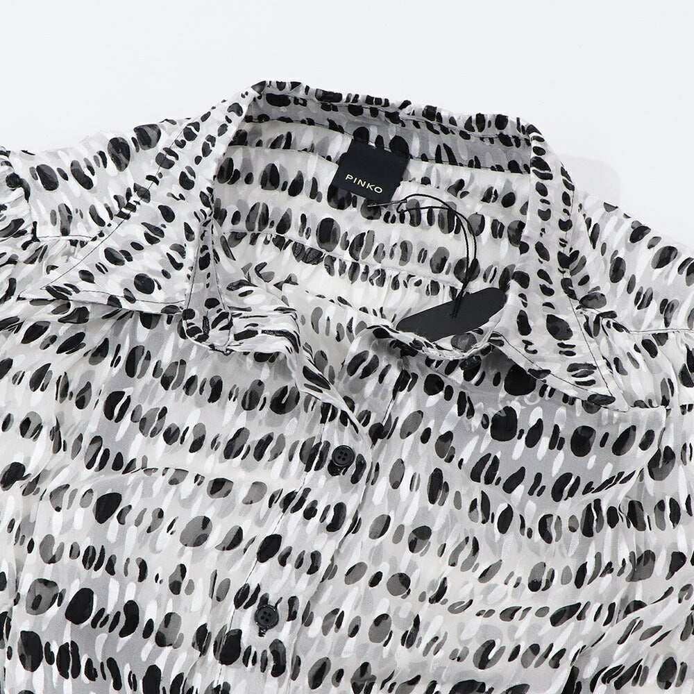 ピンコ PINKO ワンピース ホワイト×ブラック シャツワンピース シースルー 1G152P-Y6B3