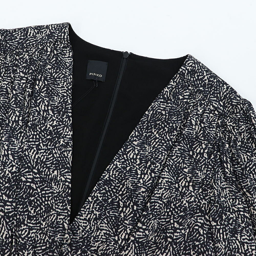 PINKO ピンコ レディース ワンピース ブラック ビスコース 総柄 1G1550-Y6DU