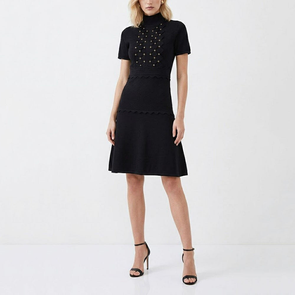 ピンコ PINKO ワンピース ブラック ニットワンピース スカラップ 1G155M-Y6E6