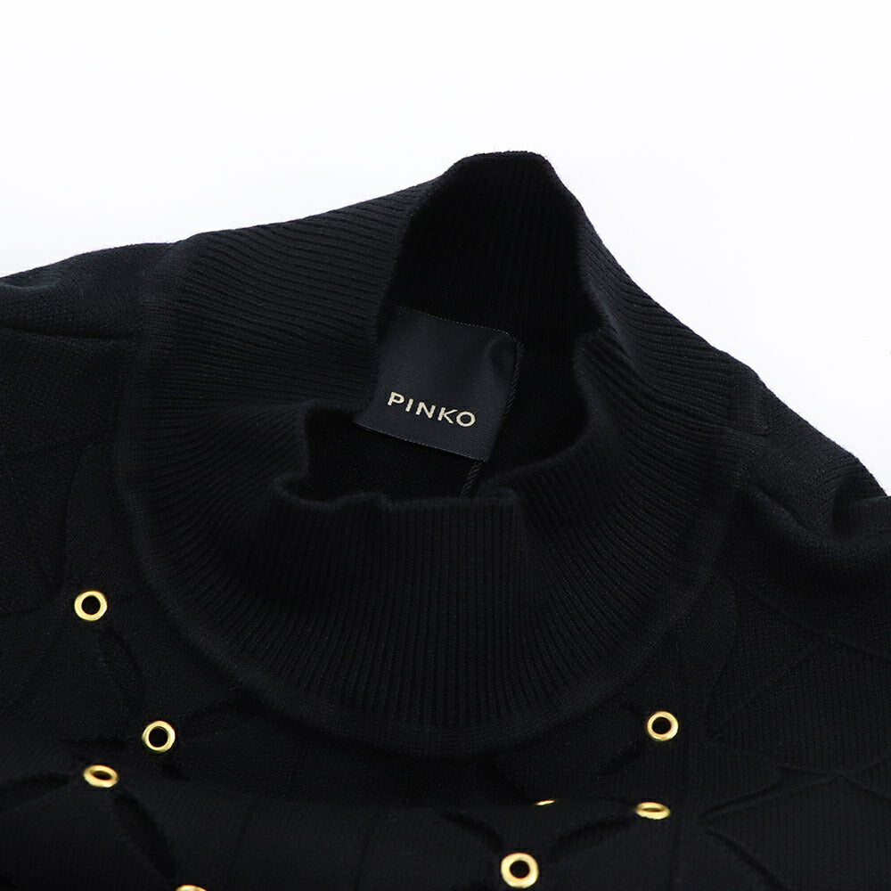 ピンコ PINKO ワンピース ブラック ニットワンピース スカラップ 1G155M-Y6E6