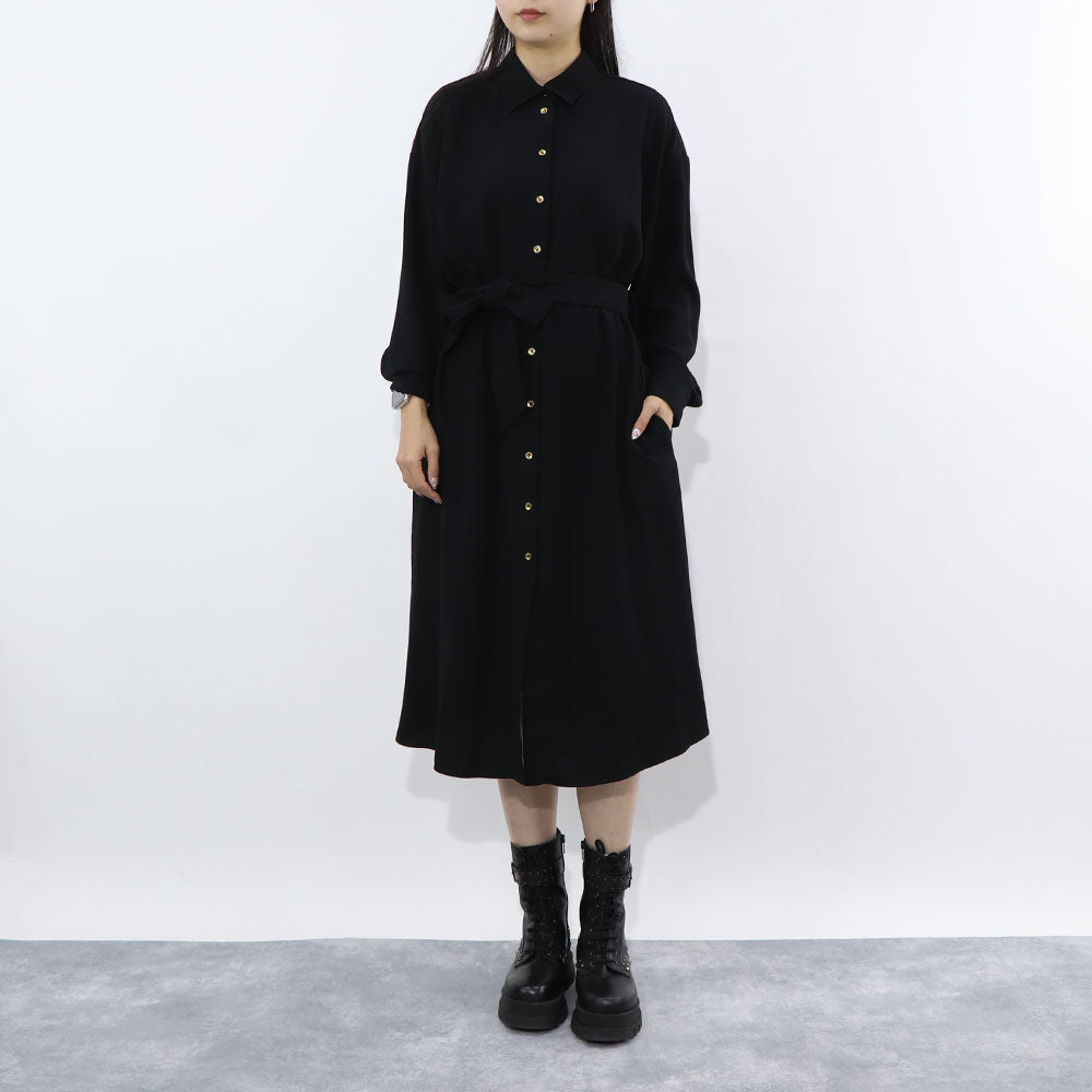 PINKO ブラック シンプル シャツワンピース 1G15Y5-8270