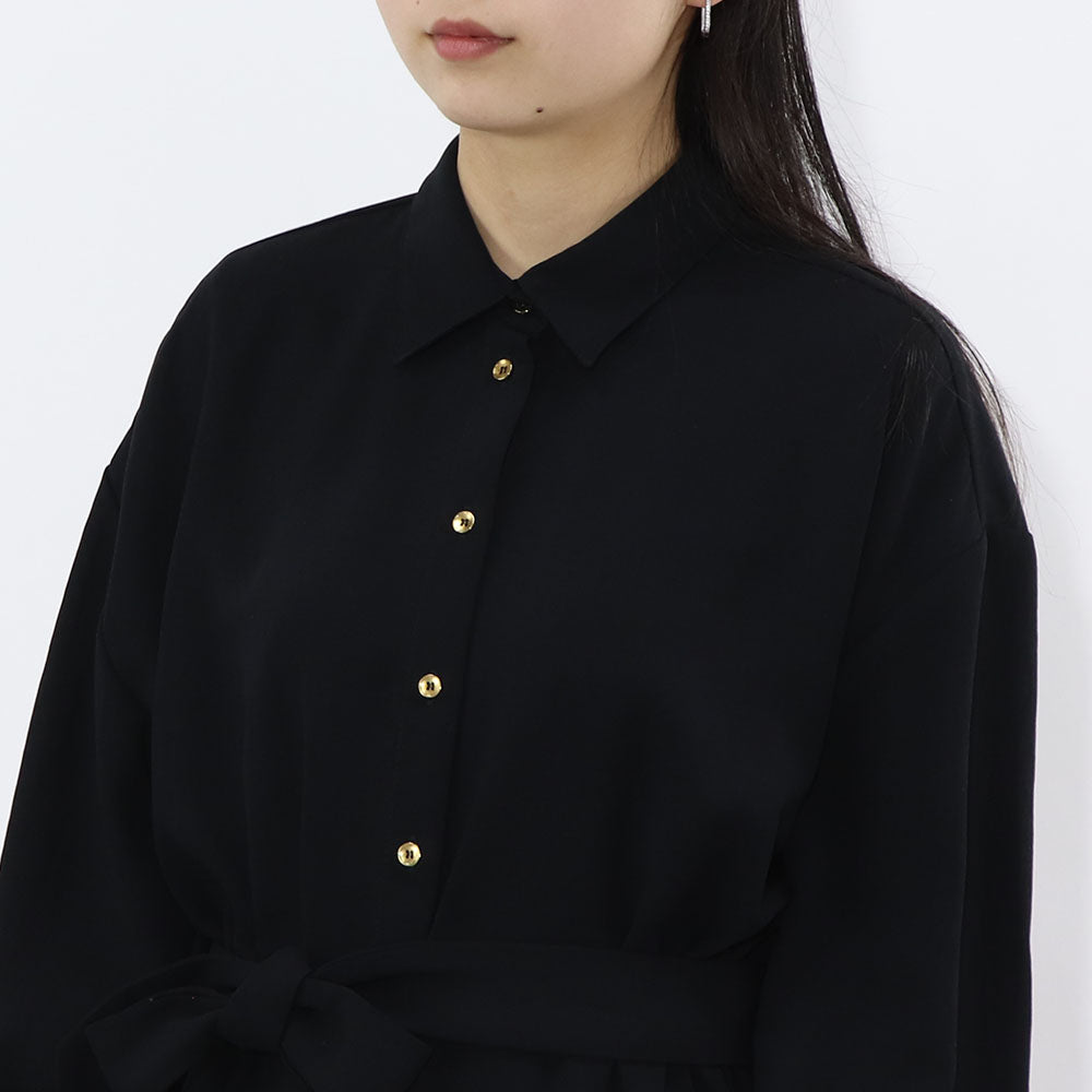 PINKO ブラック シンプル シャツワンピース 1G15Y5-8270
