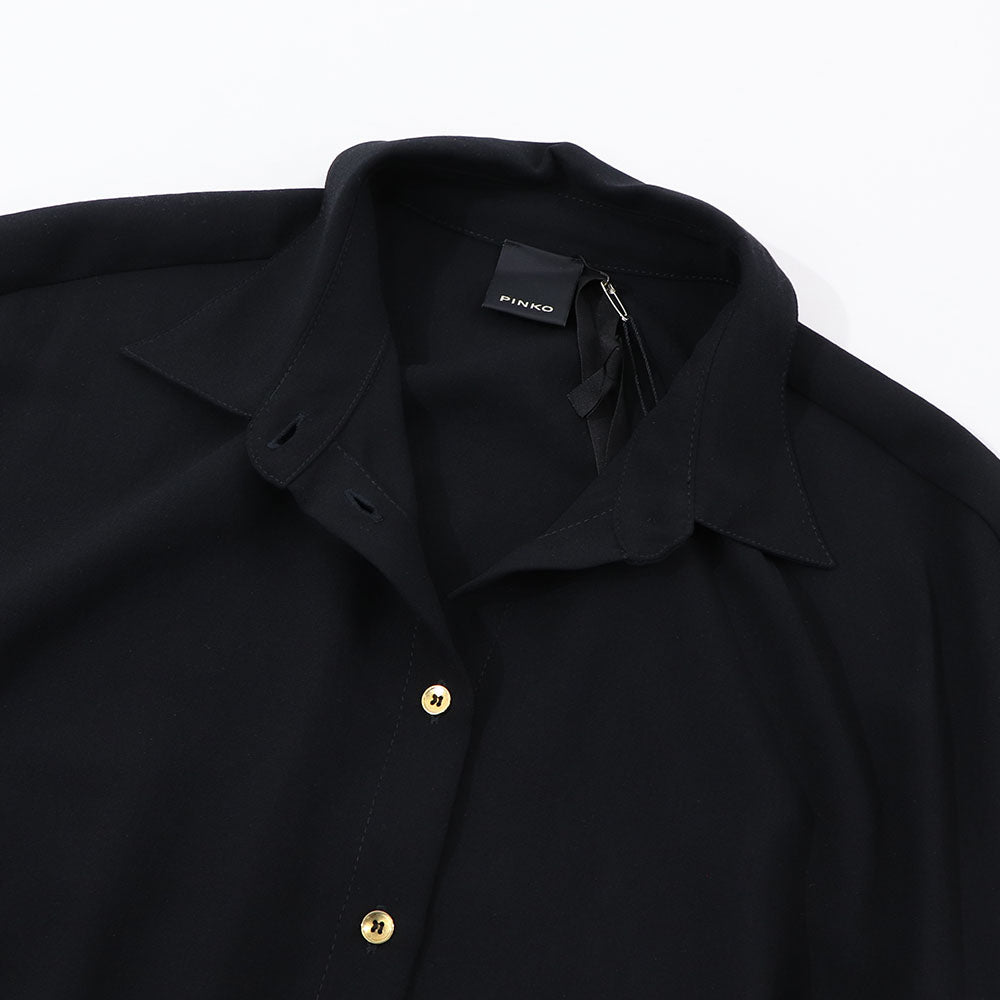 PINKO ブラック シンプル シャツワンピース 1G15Y5-8270