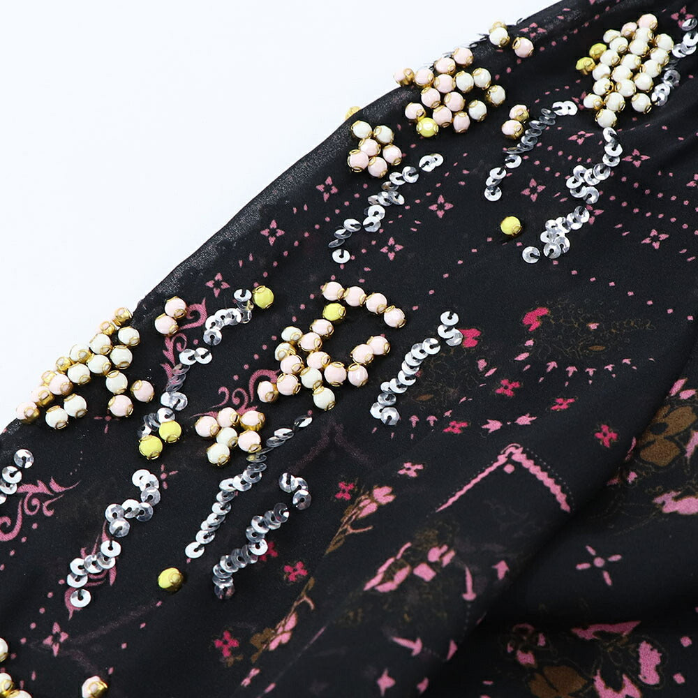 PINKO ピンコ レディース ワンピース ブラック スパンコール ビーズ ミニワンピース プリーツ ハイネック シースルー 1G16M7-Y7CU