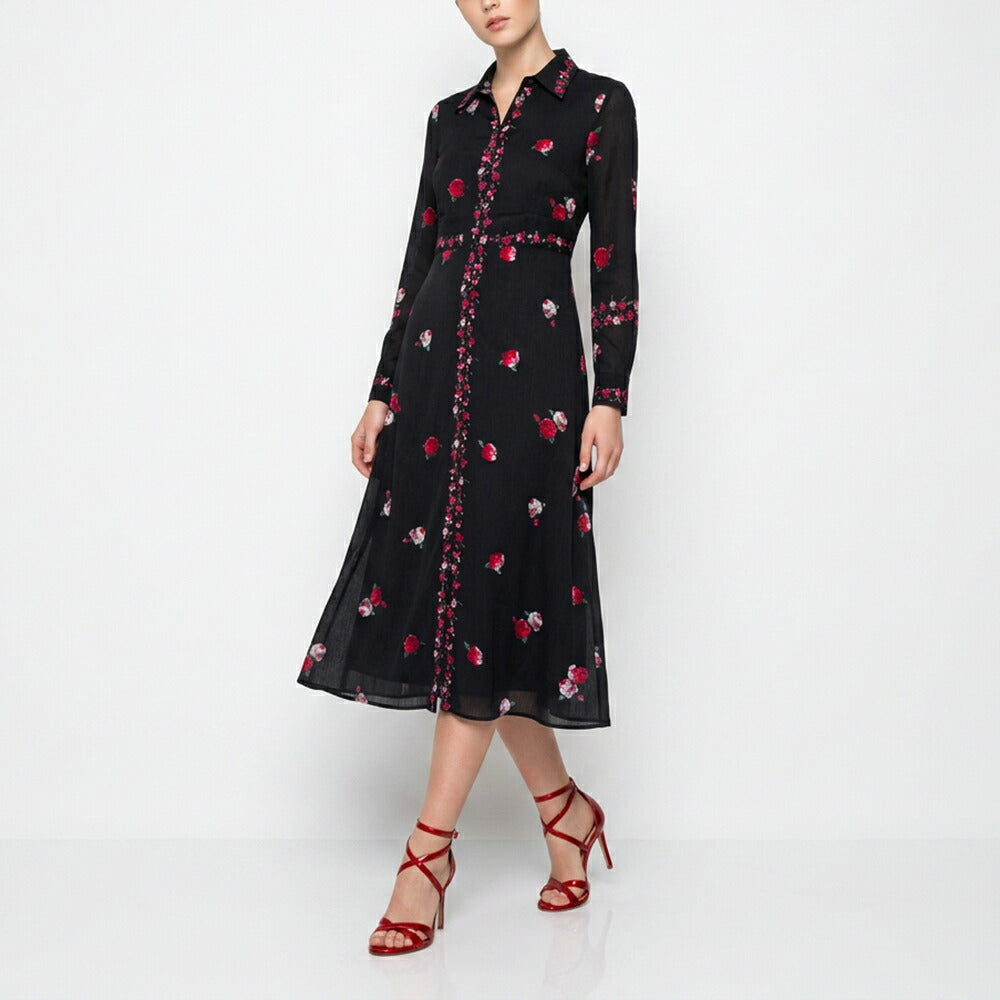 PINKO ピンコ レディース ワンピース ブラック 花柄 ロングワンピース シャツワンピース 1G16P9-8589