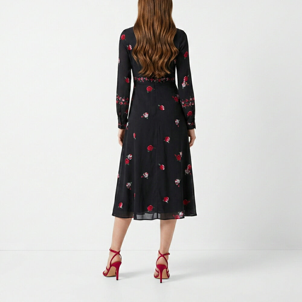 PINKO ピンコ レディース ワンピース ブラック 花柄 ロングワンピース シャツワンピース 1G16P9-8589