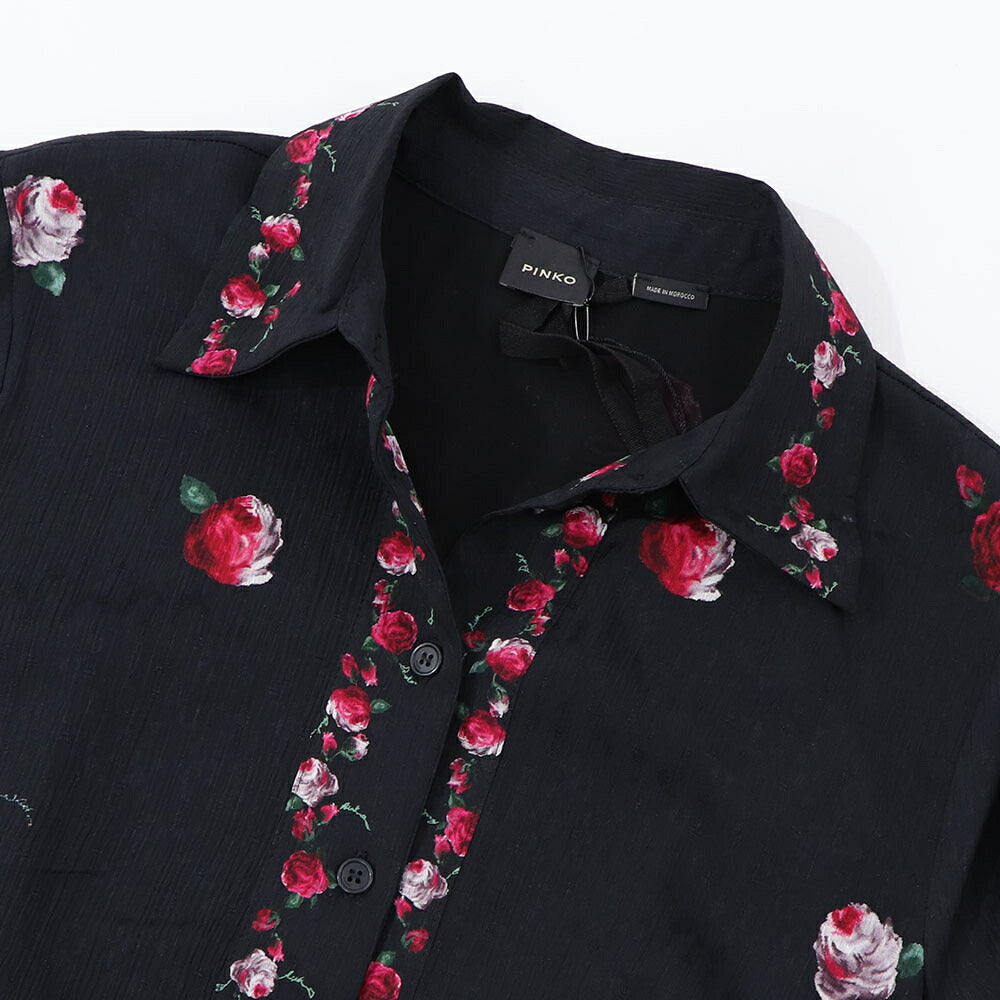 PINKO ピンコ レディース ワンピース ブラック 花柄 ロングワンピース シャツワンピース 1G16P9-8589