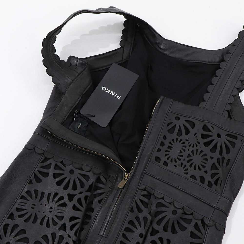 PINKO ピンコ レディース ワンピース ブラック 本革 レザー ミニワンピース 1G175H-Y837