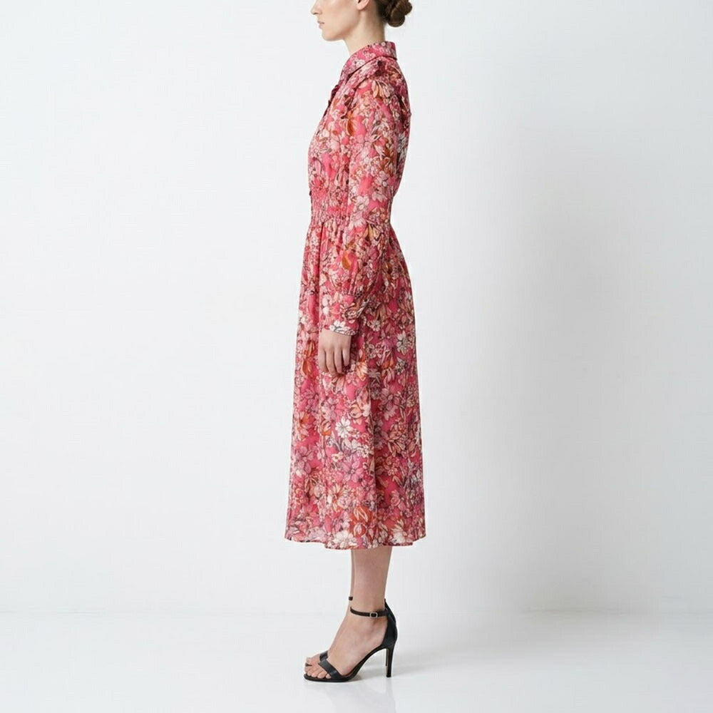 PINKO ピンコ レディース ワンピース ピンク 花柄 シャツワンピース フリル 1G17LE-Y814