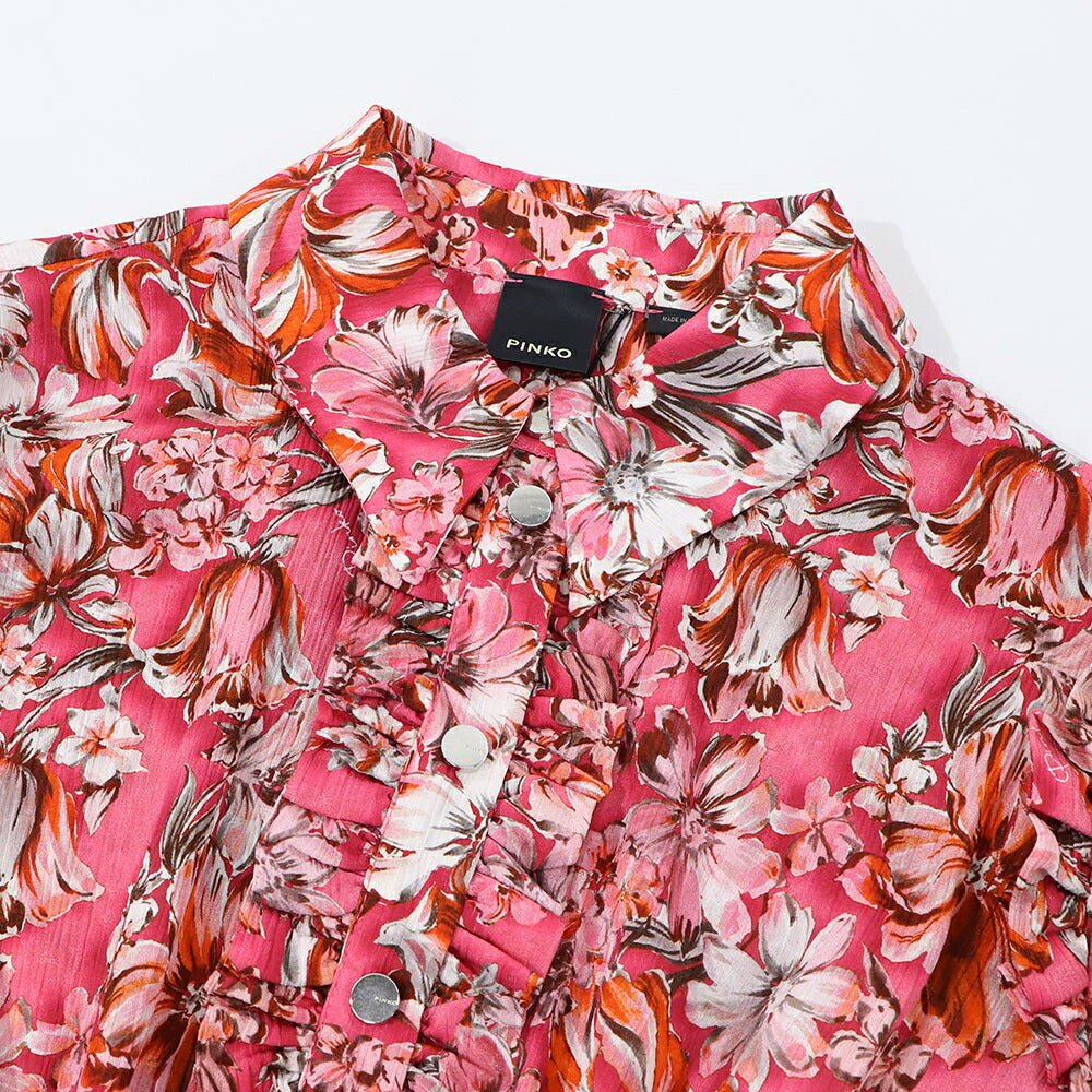 PINKO ピンコ レディース ワンピース ピンク 花柄 シャツワンピース フリル 1G17LE-Y814
