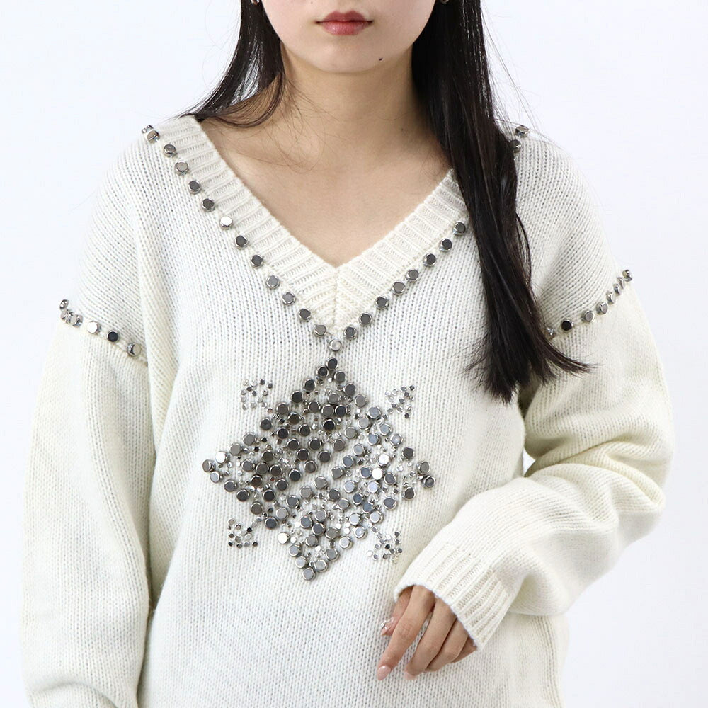 PINKO ニット ホワイト Vネック 1G17ZA-A020