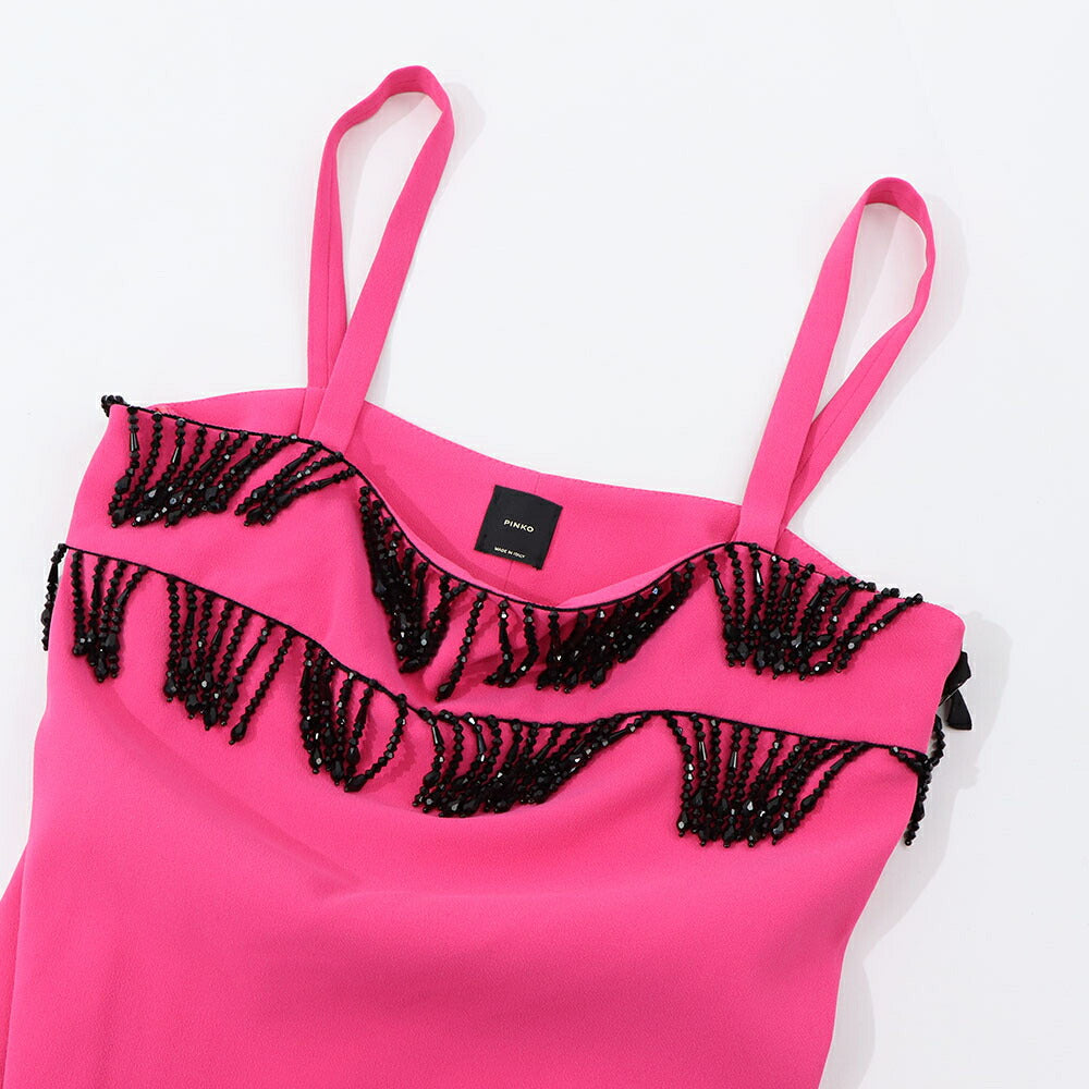 PINKO ピンク ミニワンピース キャミワンピース ビーズ 1G183B-7624