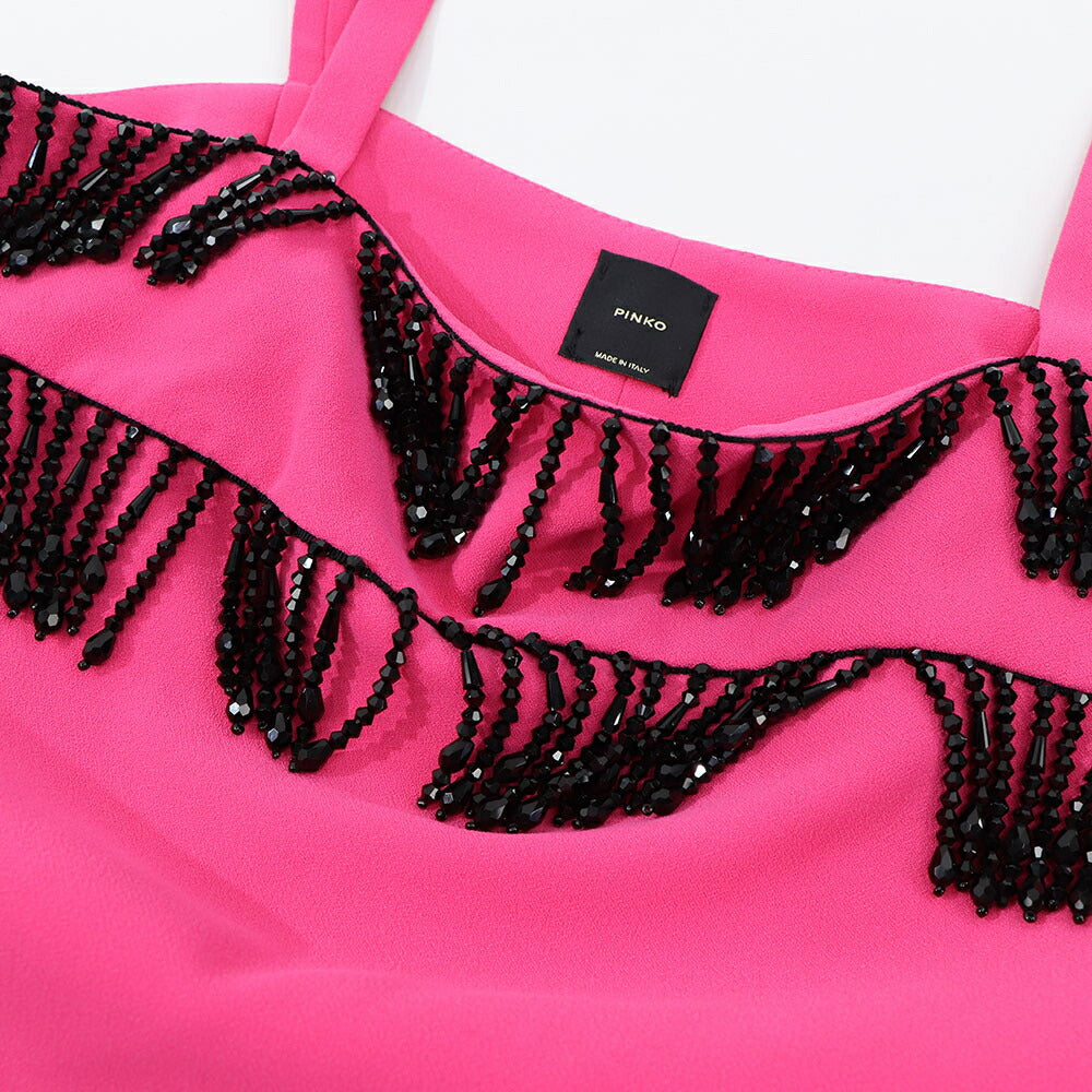 PINKO ピンク ミニワンピース キャミワンピース ビーズ 1G183B-7624