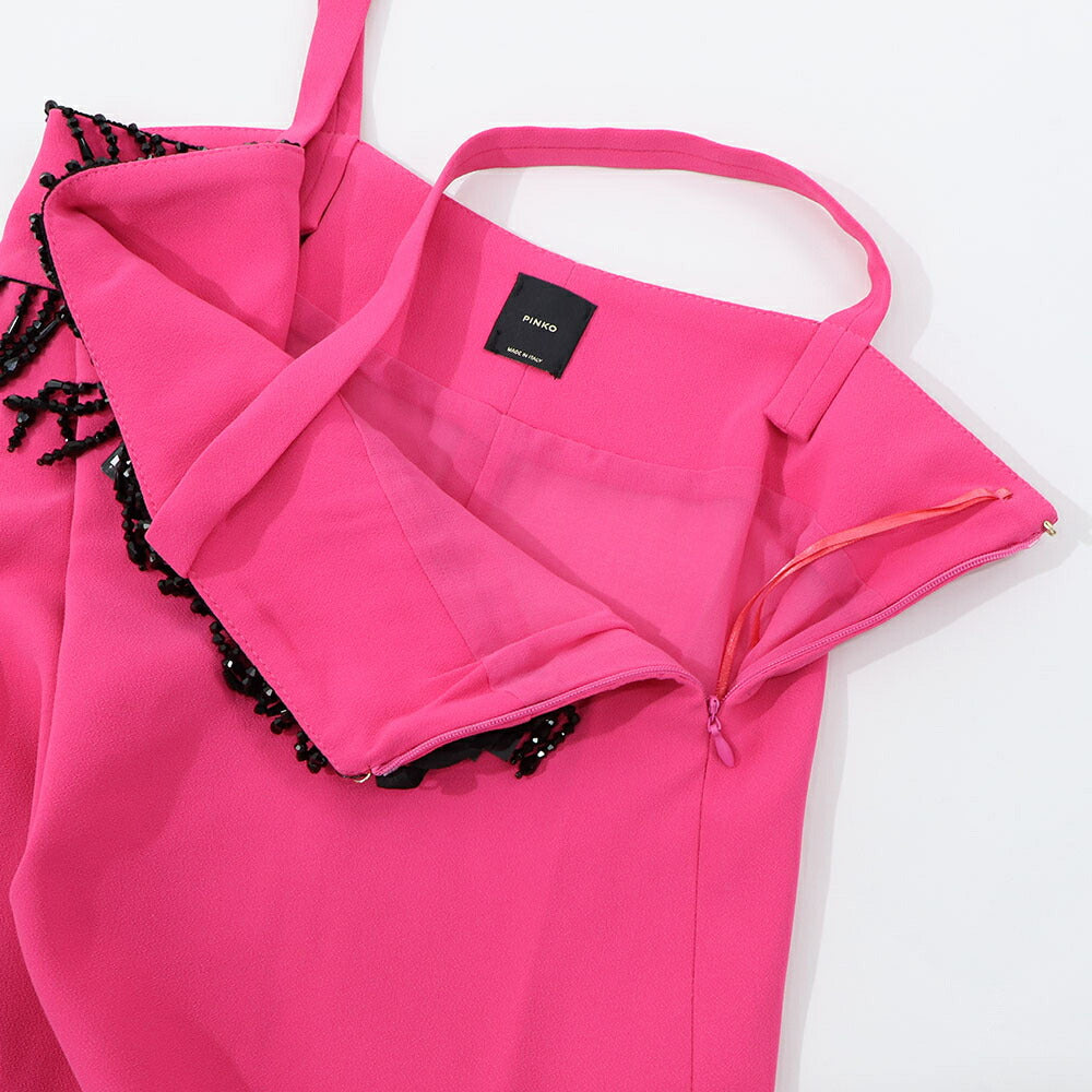 PINKO ピンク ミニワンピース キャミワンピース ビーズ 1G183B-7624