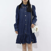 PINKO ブルー シャツワンピース ラインストーン デニム 1J10RS-Y7JD