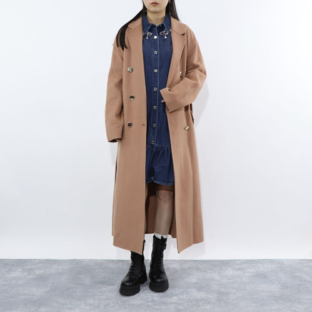 PINKO ブルー シャツワンピース ラインストーン デニム 1J10RS-Y7JD