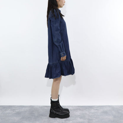 PINKO ブルー シャツワンピース ラインストーン デニム 1J10RS-Y7JD