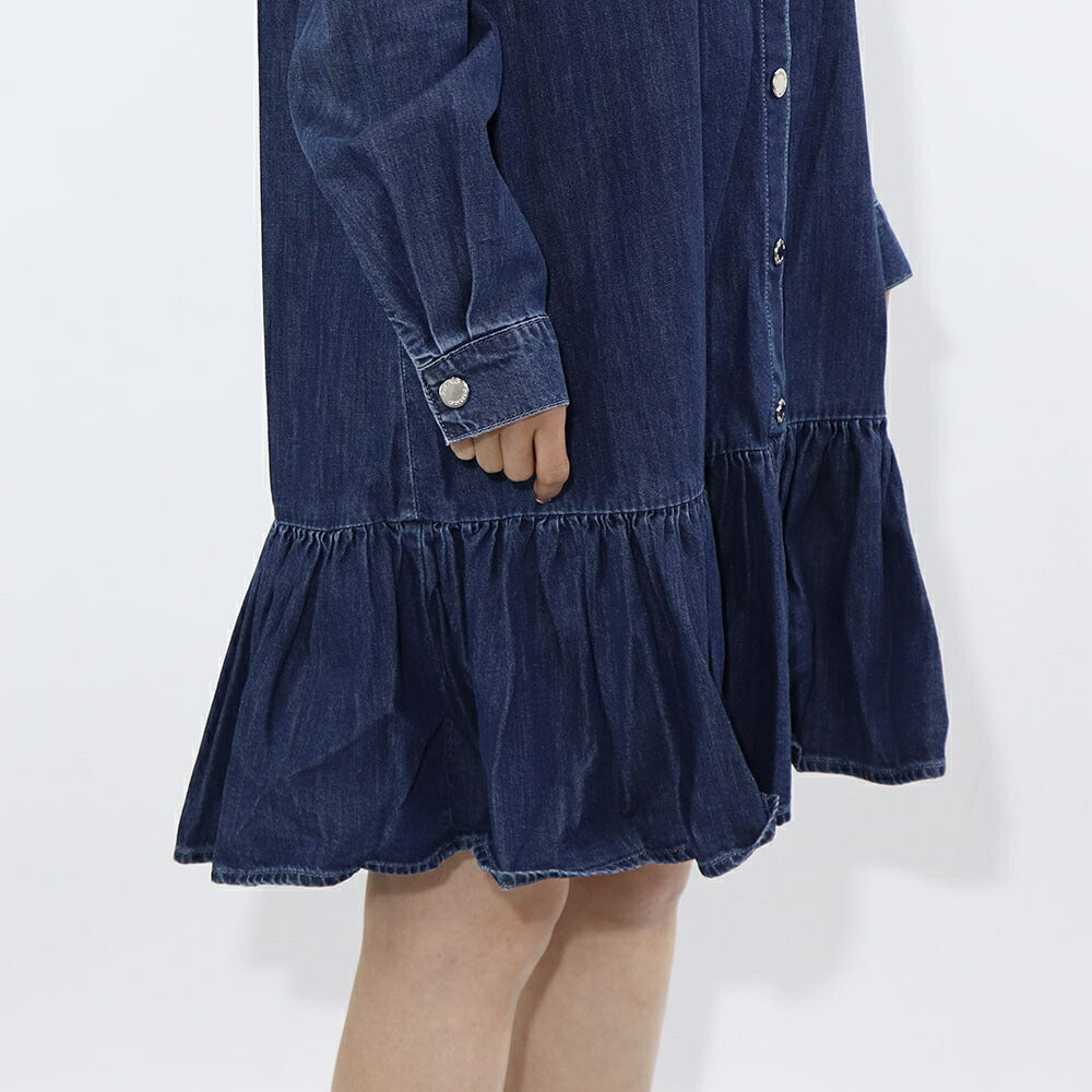 PINKO ブルー シャツワンピース ラインストーン デニム 1J10RS-Y7JD