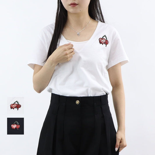 PINKO カットソー ホワイト ブラック Vネック 半袖 100372-A0U3