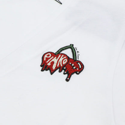 PINKO カットソー ホワイト ブラック Vネック 半袖 100372-A0U3