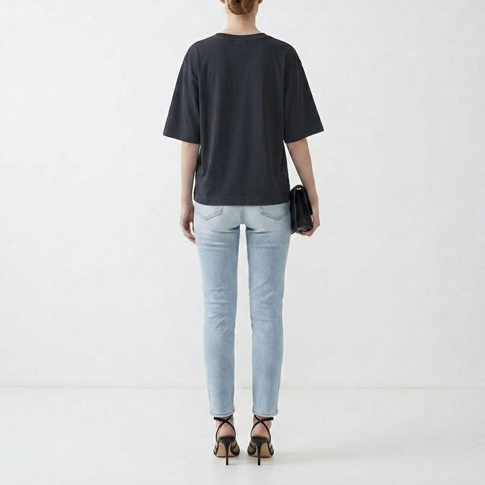 PINKO ピンコ レディース トップス Tシャツ・カットソー ブラック Vネック ワンポイント 半袖 100616-A0MO