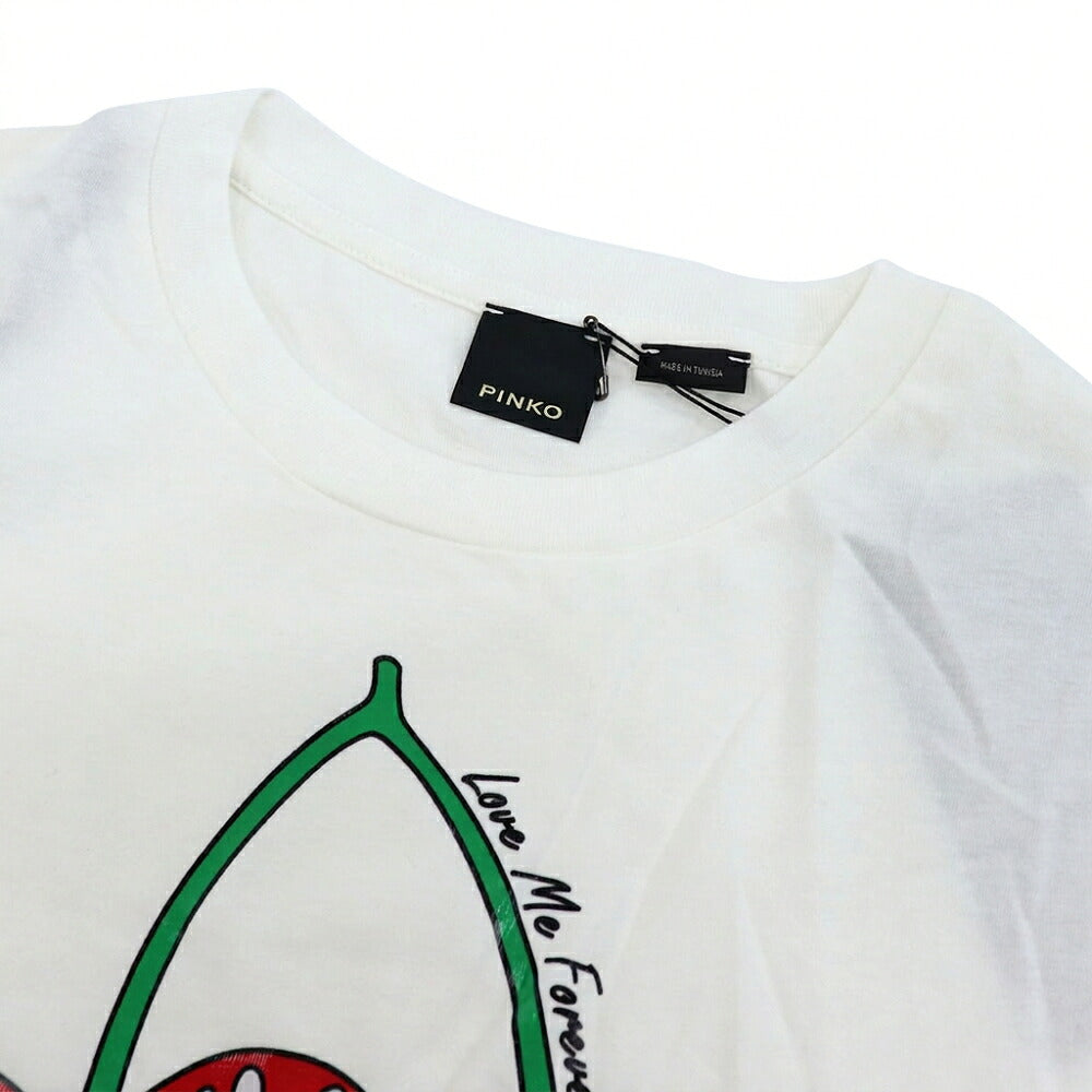 PINKO ピンコ レディース トップス Tシャツ・カットソー ホワイト コットン クロップド丈 半袖 101123-A0U1