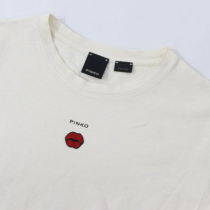 PINKO Tシャツ オフホワイト ロゴ ビーズ ワンポイント 半袖 1G173E-Y7WQ