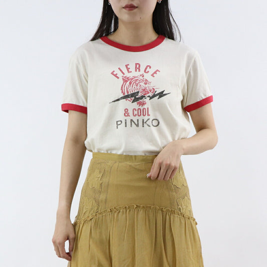PINKO Tシャツ オフホワイト ロゴ プリント 半袖 1G17R5-Y85U