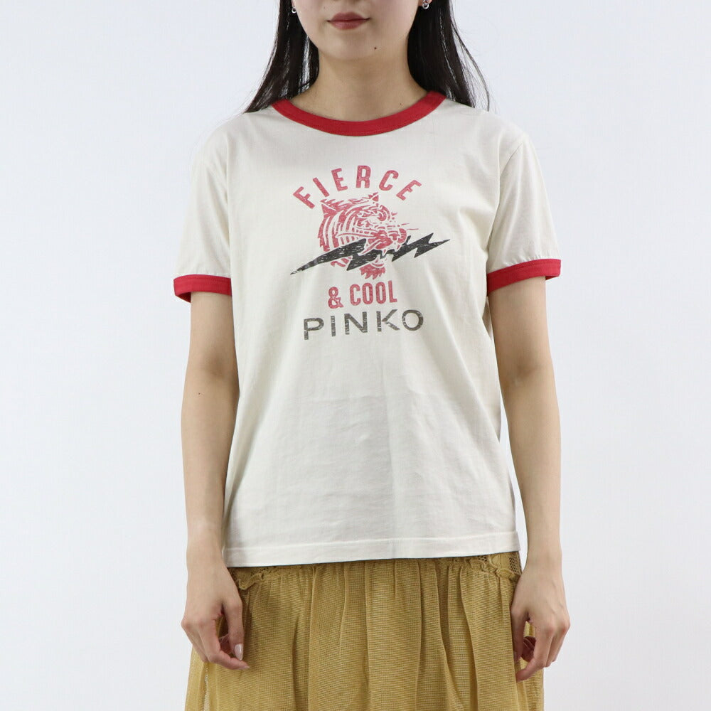 PINKO Tシャツ オフホワイト ロゴ プリント 半袖 1G17R5-Y85U