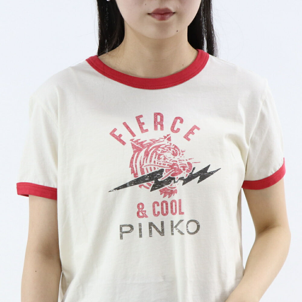 PINKO Tシャツ オフホワイト ロゴ プリント 半袖 1G17R5-Y85U