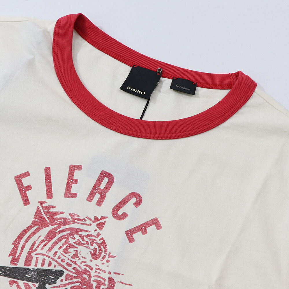 PINKO Tシャツ オフホワイト ロゴ プリント 半袖 1G17R5-Y85U