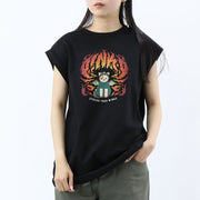 PINKO Tシャツ ブラック オーバーサイズ 猫 プリント 半袖 1G185E-Y5SN