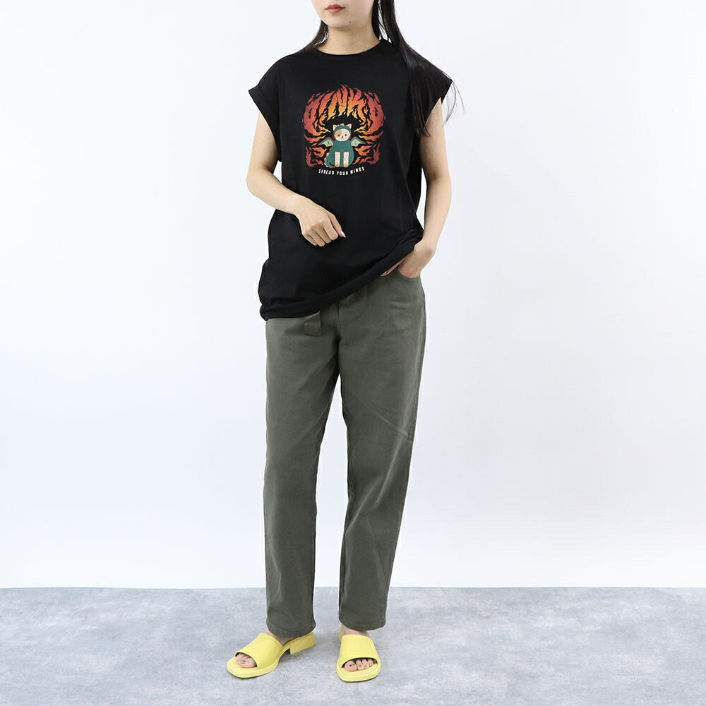 PINKO Tシャツ ブラック オーバーサイズ 猫 プリント 半袖 1G185E-Y5SN